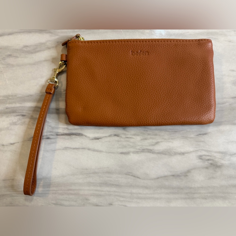 BEFEN Women’s Brown Orange Leather Wristlet Clutch Phone Carrying Wallet NEW
